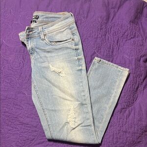 Women's Light Blue Distressed Jeans